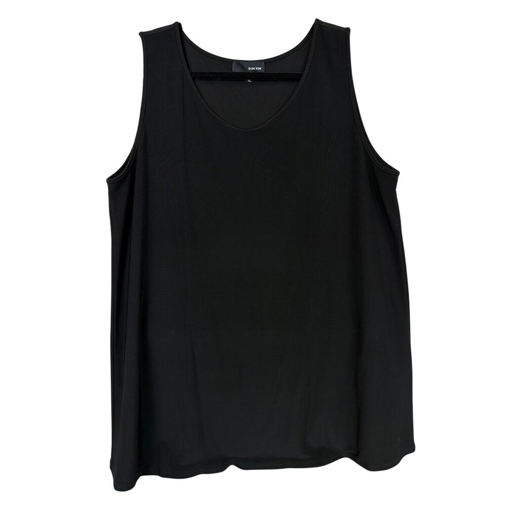 Sun Kim Comfy USA Black Sleeveless Scoop Neck Top XL Made In USA